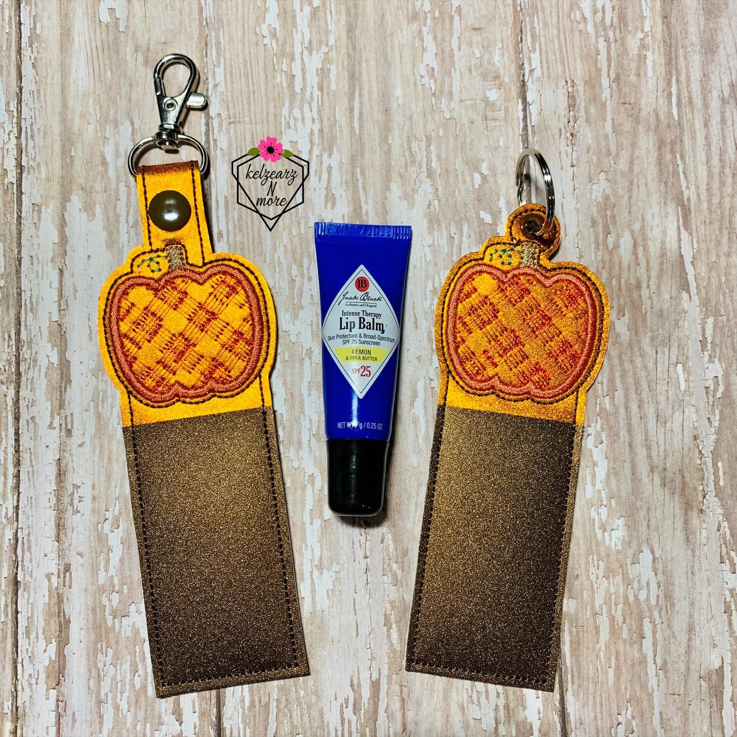 Plaid Pumpkin Lip Balm Holders 5x7 - DIGITAL Embroidery DESIGN