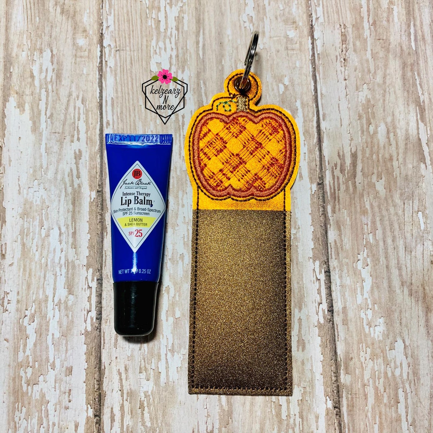 Plaid Pumpkin Lip Balm Holders 5x7 - DIGITAL Embroidery DESIGN