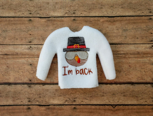 I'm Back Turkey Doll Sweater 5x7 - Digital Embroidery Design