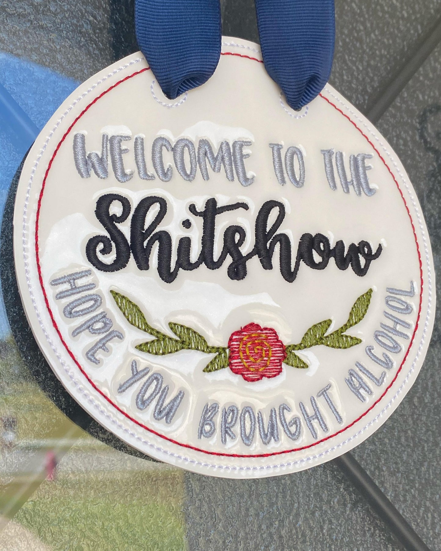 Mature Welcome Door Hanger - 3 sizes - Digital Embroidery Design