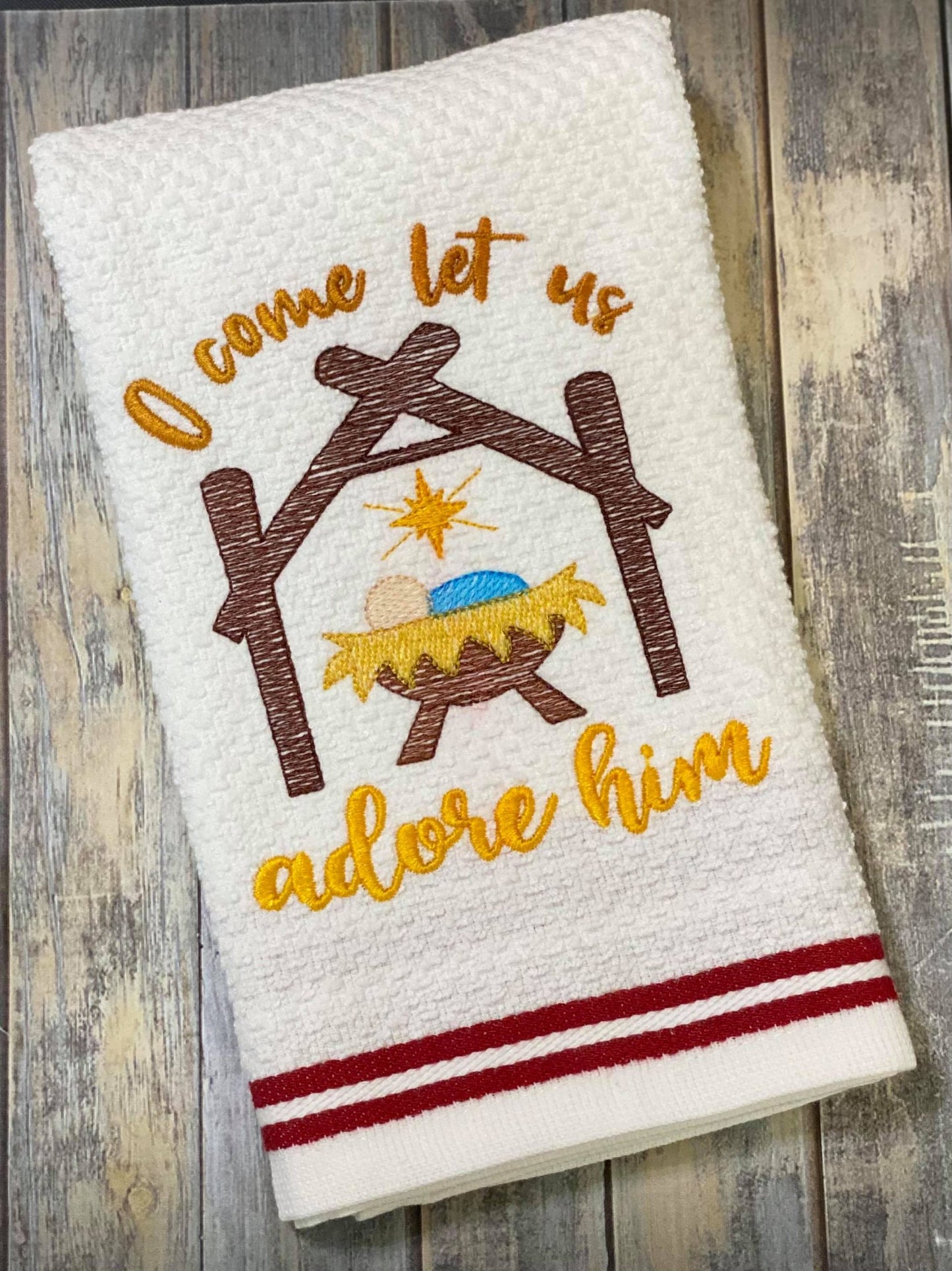 O Come Let Us Adore Him - 2 Sizes - Digital Embroidery Design