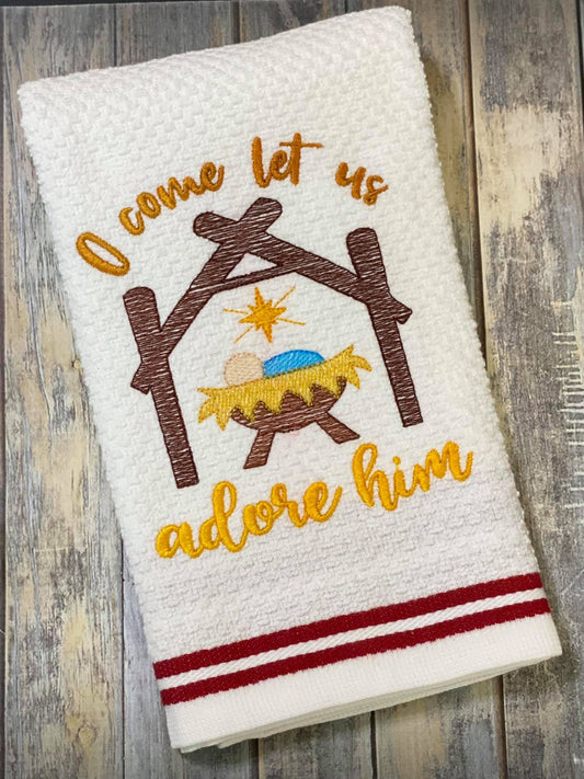 O Come Let Us Adore Him - 2 Sizes - Digital Embroidery Design