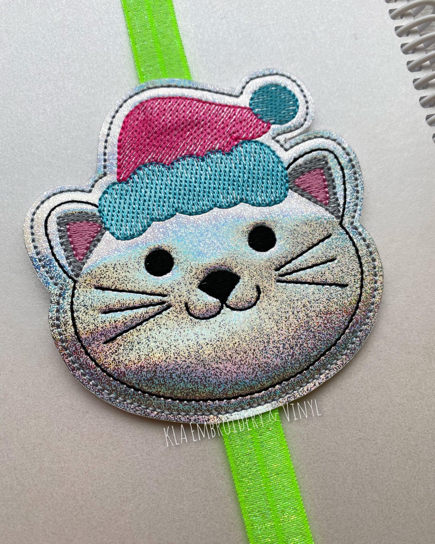 Christmas Cat - Book Band - Embroidery Design, Digital File