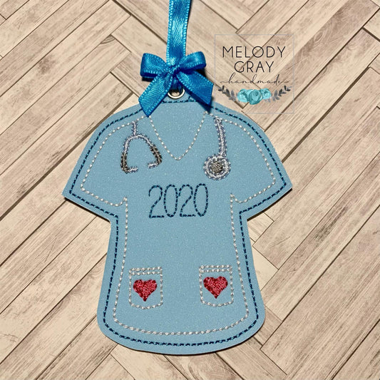 Scrub Top Ornament - Digital Embroidery Design