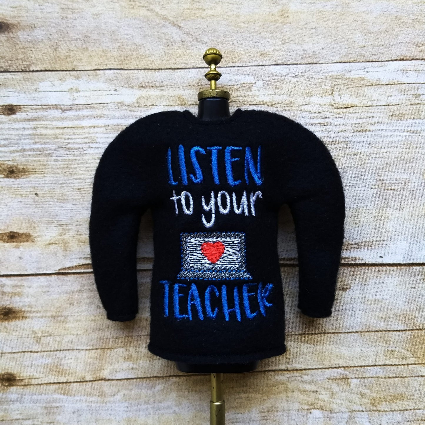 Listen To your Teacher Doll Sweater 5x7 - Digital Embroidery Design