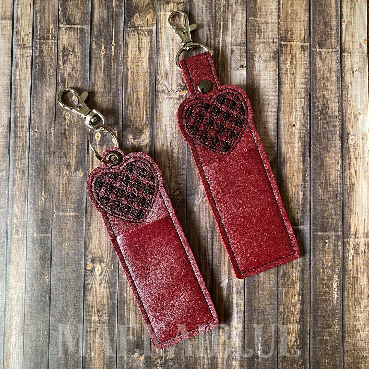 Plaid Heart Lip Balm Holders 5x7 - DIGITAL Embroidery DESIGN
