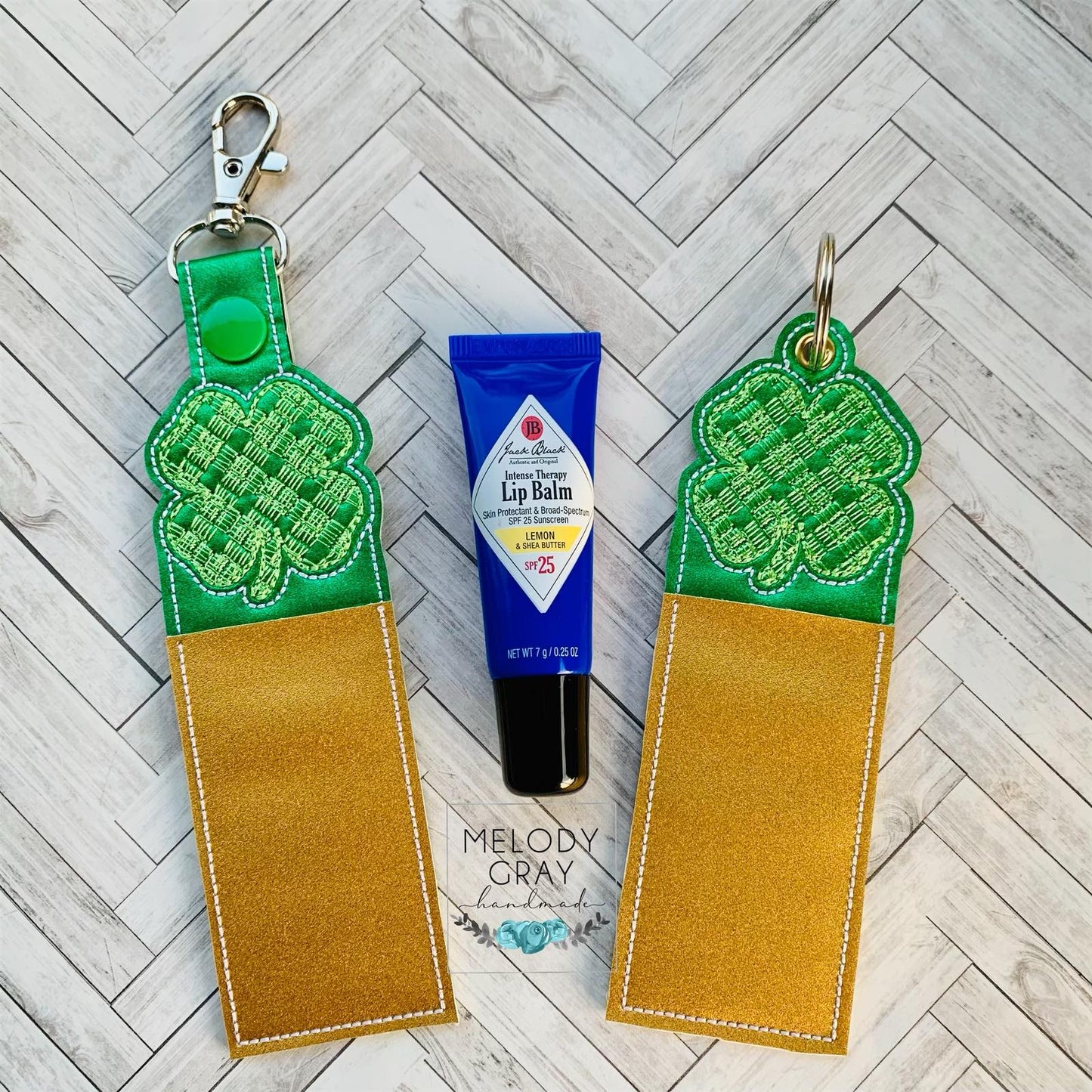 Plaid Shamrock Lip Balm Holders 5x7 - DIGITAL Embroidery DESIGN