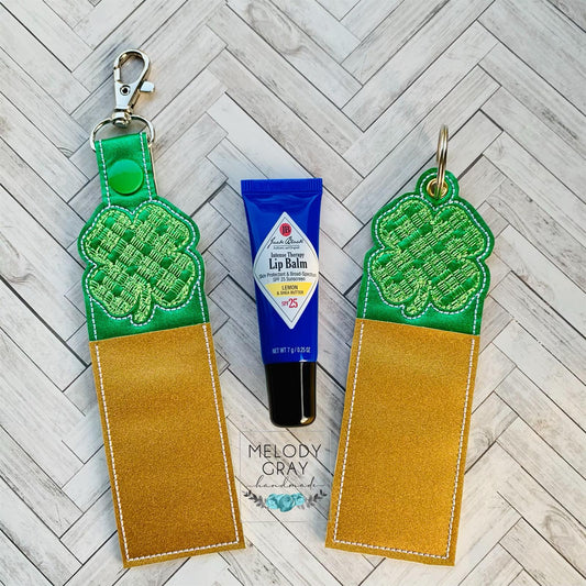 Plaid Shamrock Lip Balm Holders 5x7 - DIGITAL Embroidery DESIGN