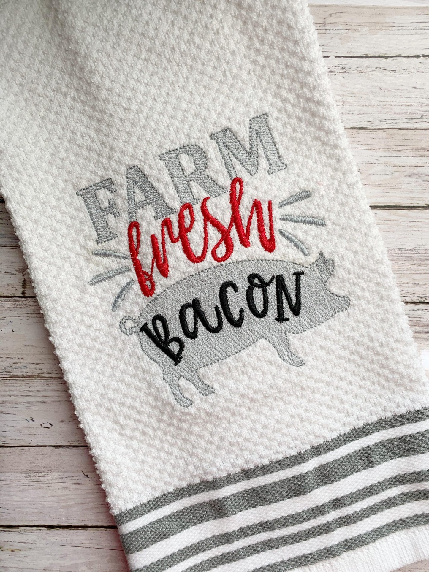 Farm Fresh Bacon - 2 sizes- Digital Embroidery Design