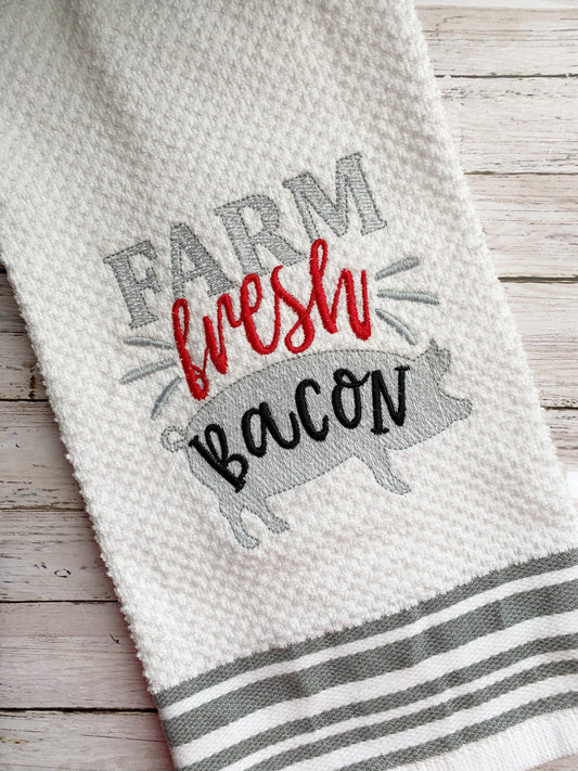 Farm Fresh Bacon - 2 sizes- Digital Embroidery Design