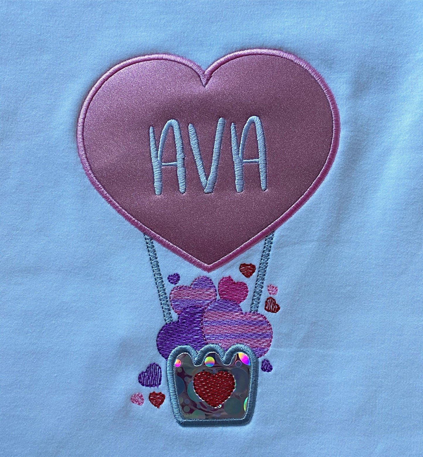Heart Air Balloon Applique - 3 sizes- Digital Embroidery Design