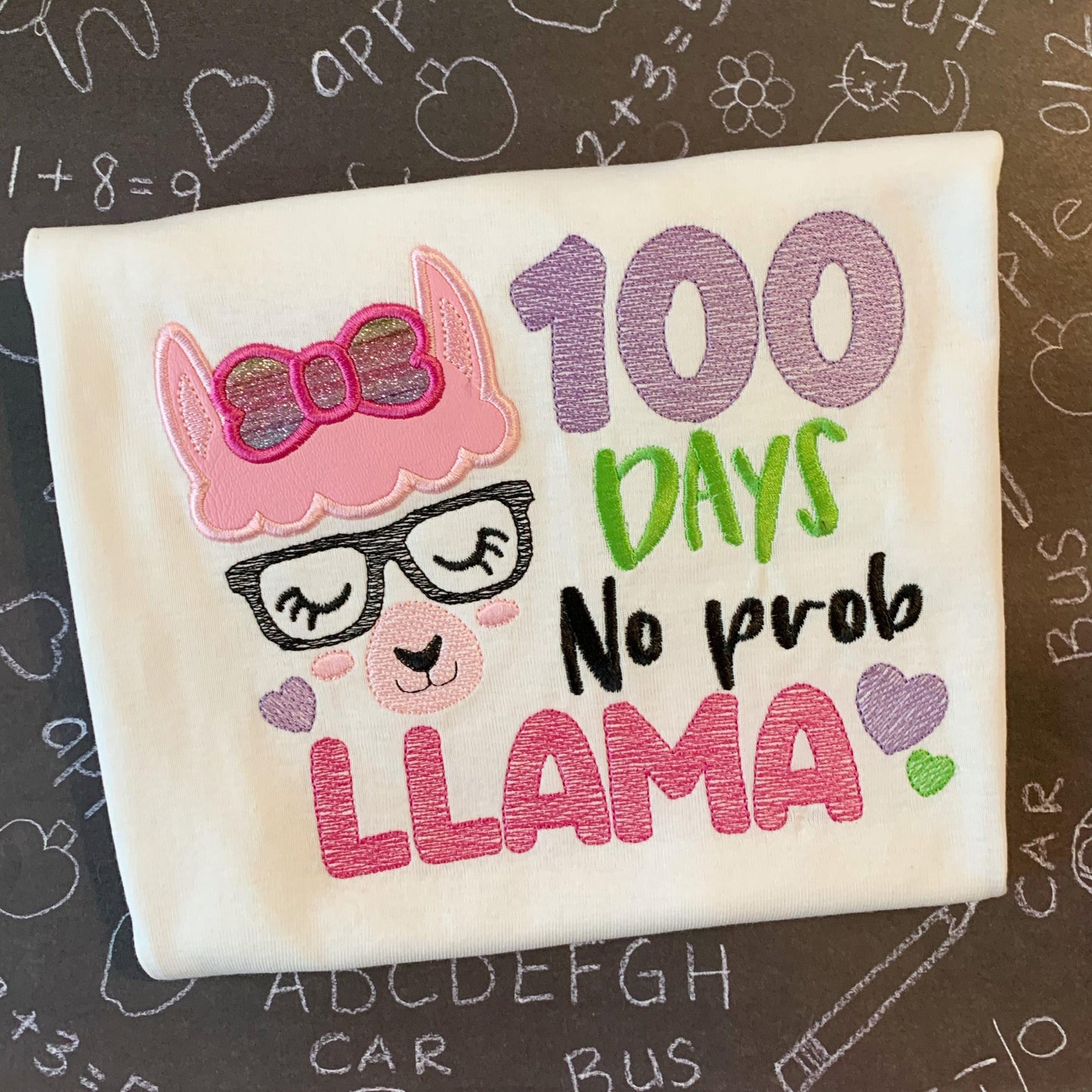 100 Days No Prob Llama - 2 sizes- Digital Embroidery Design