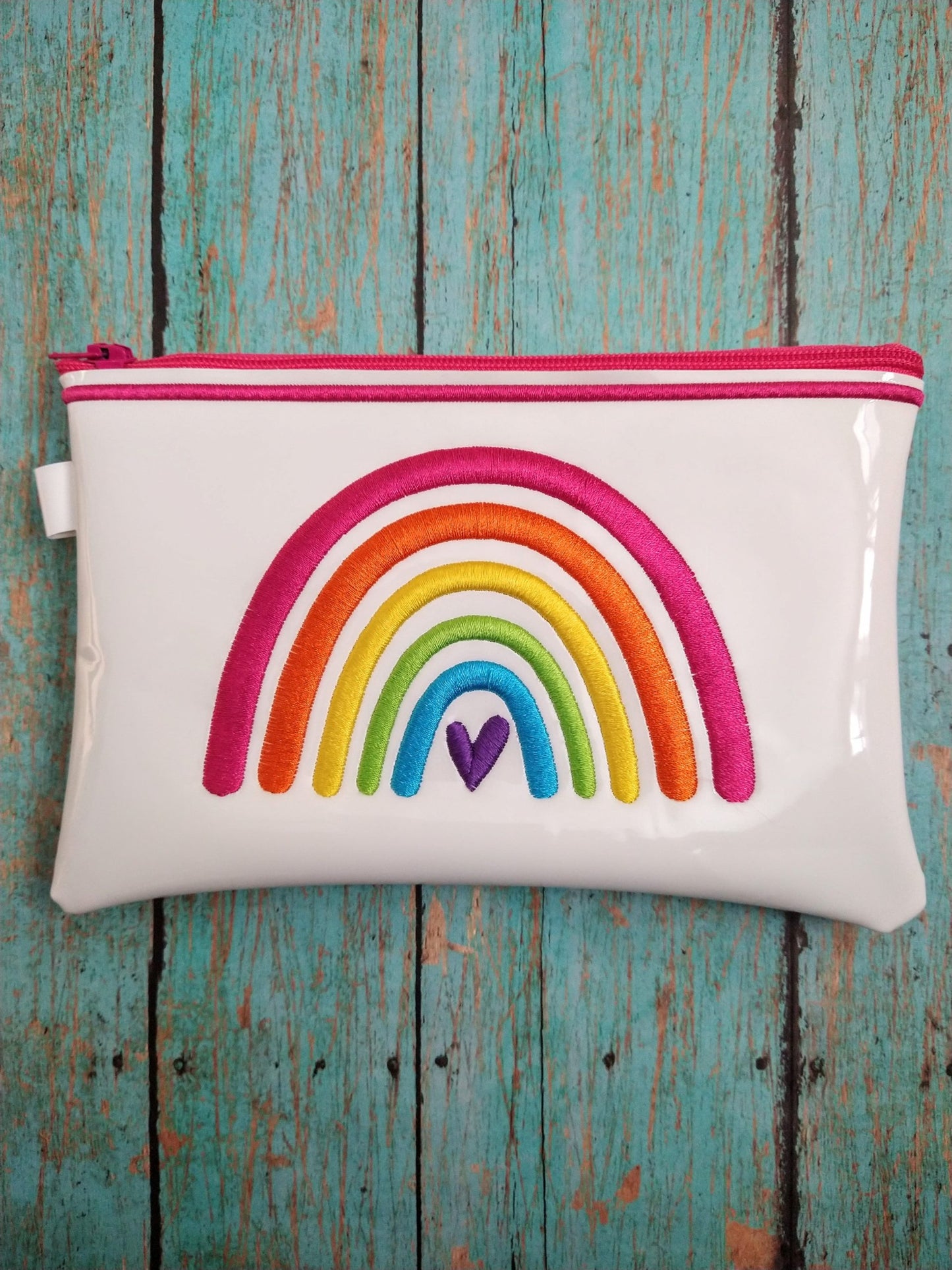 Boho Rainbow Heart Zipper Bag - 3 sizes - Digital Embroidery Design