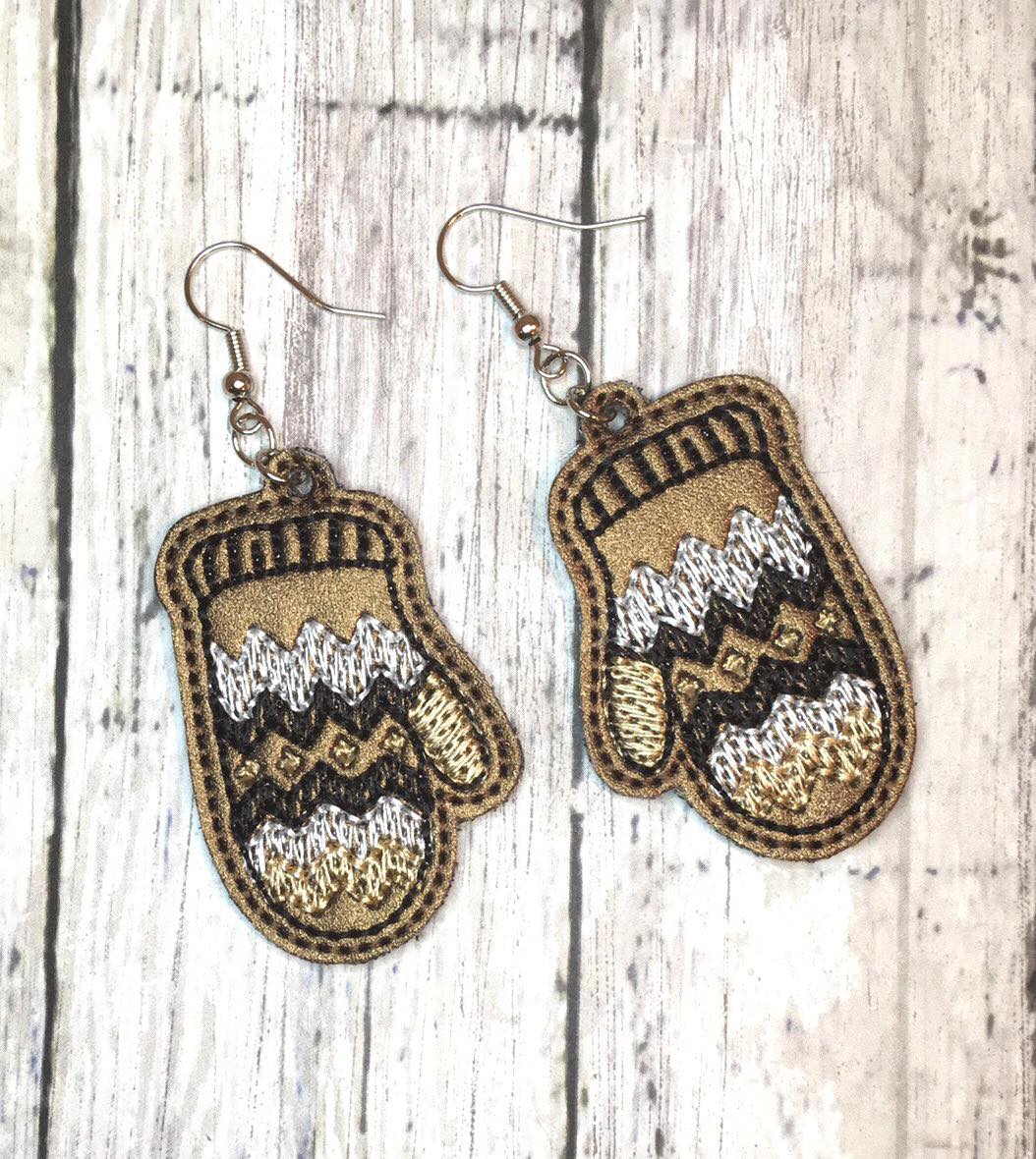 Mitten Earrings - 1 Size - Digital Embroidery Design