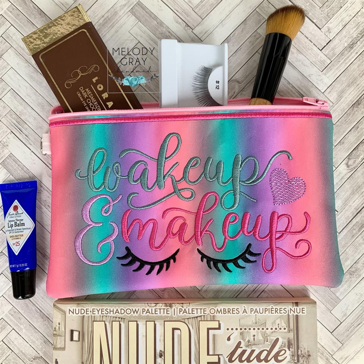 Wakeup and Makeup Zipper Bag - 2 sizes - Digital Embroidery Design
