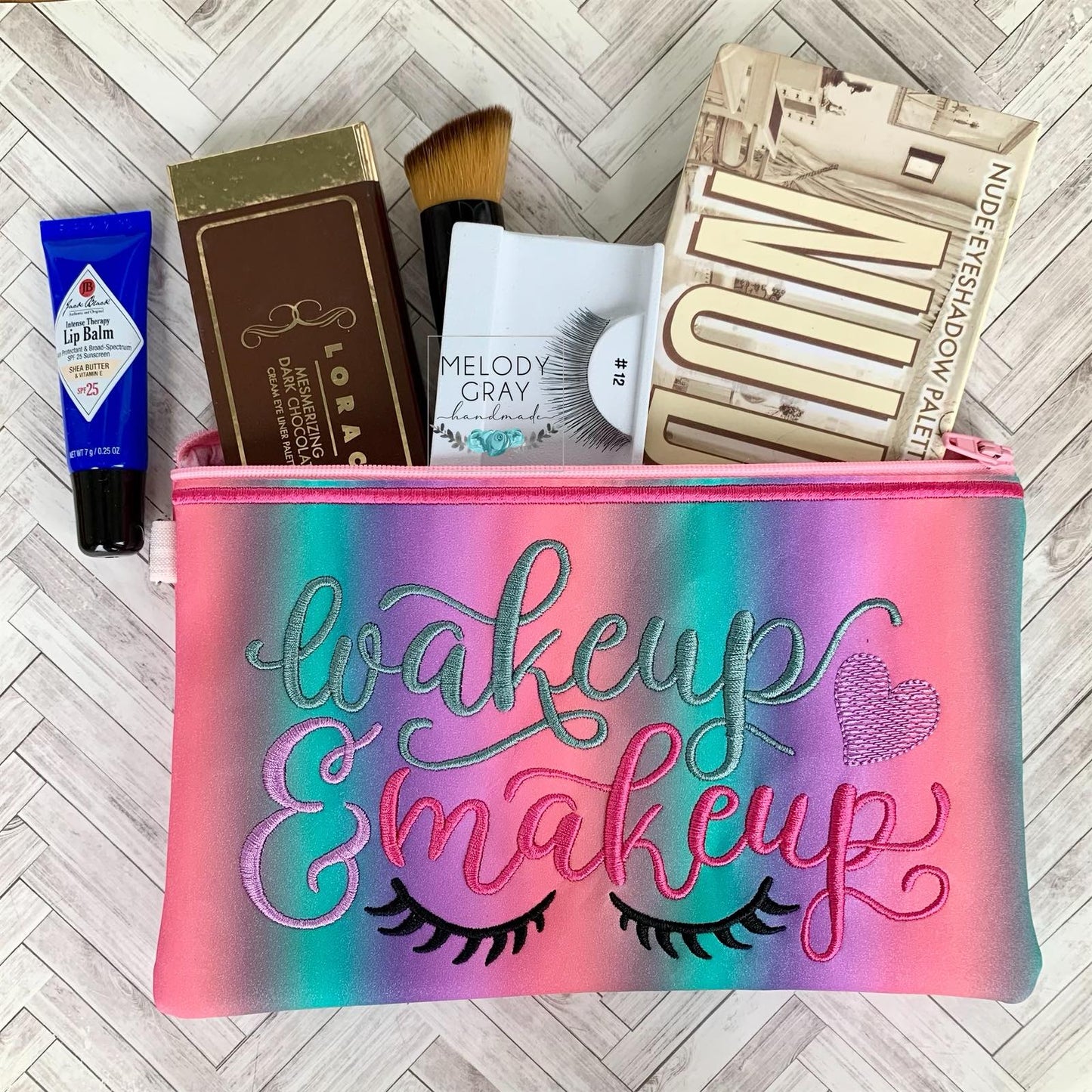 Wakeup and Makeup Zipper Bag - 2 sizes - Digital Embroidery Design