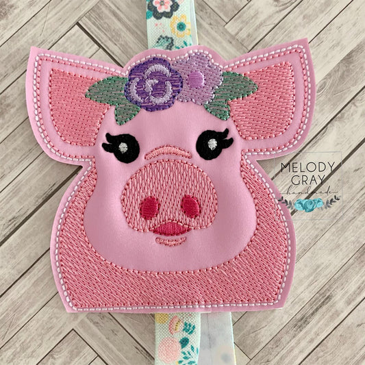 Floral Pig Book Band - Embroidery Design, Digital File