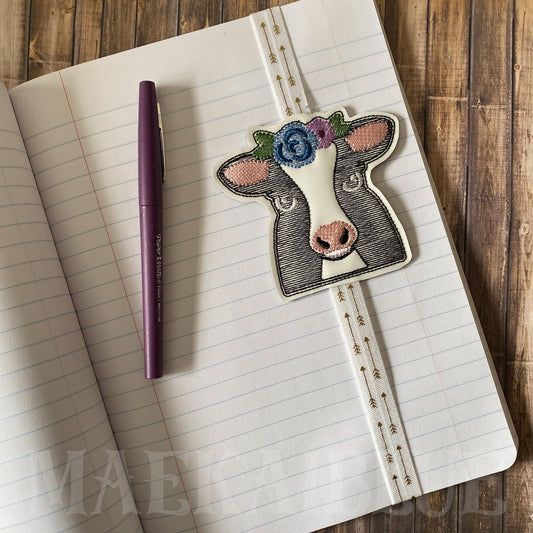 Floral Cow Book Band - Embroidery Design, Digital File