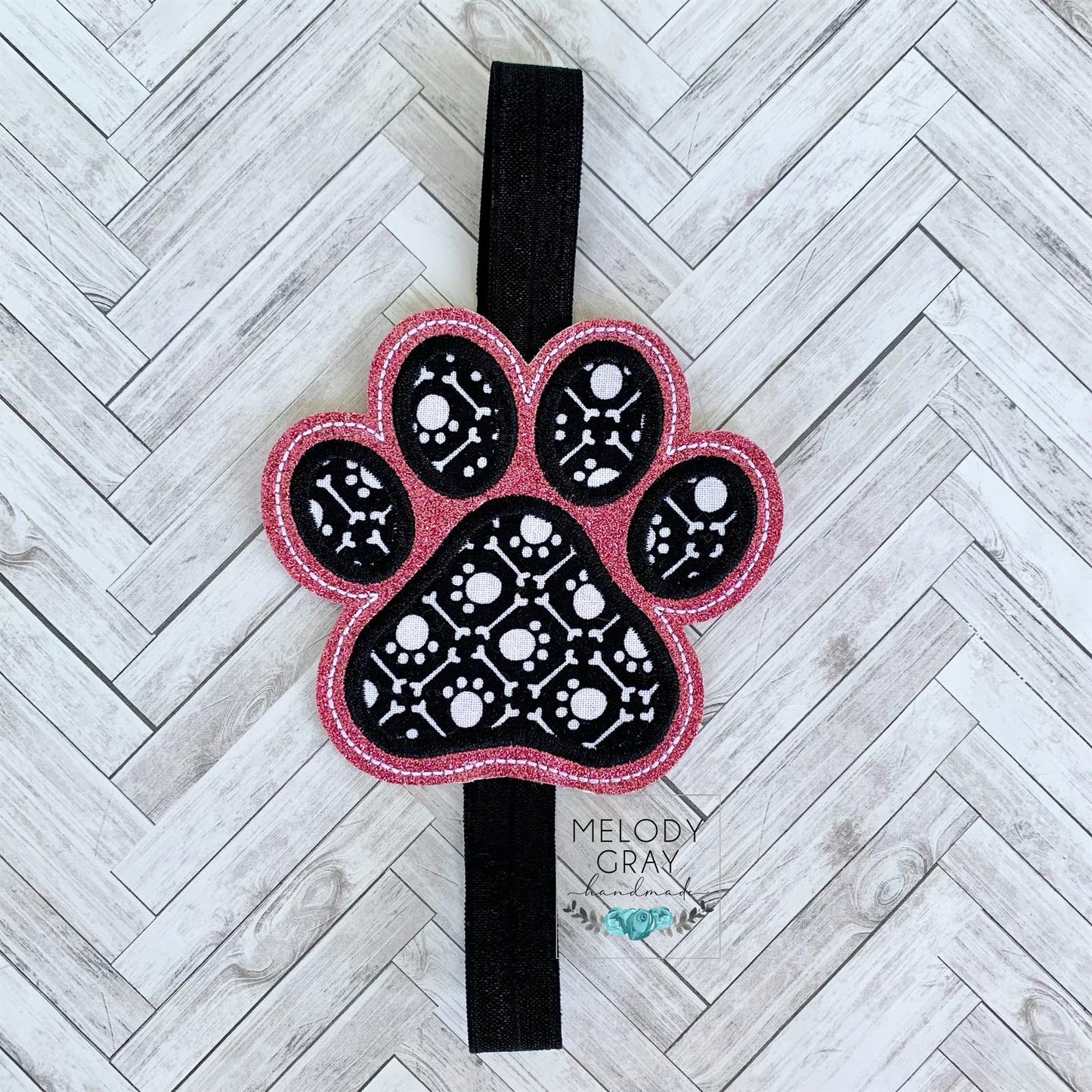 Paw Print Applique Book Band - Embroidery Design, Digital File