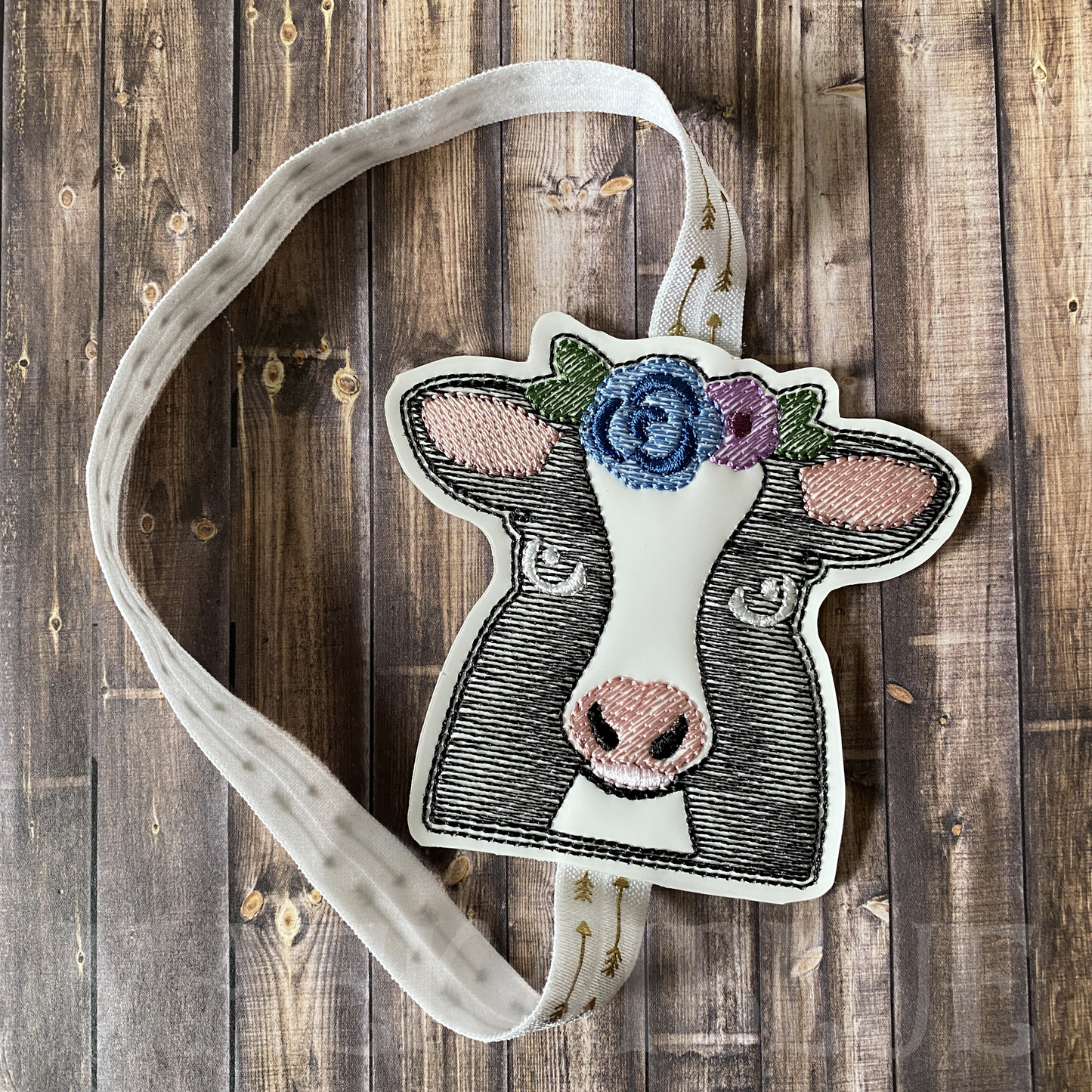 Floral Cow Book Band - Embroidery Design, Digital File
