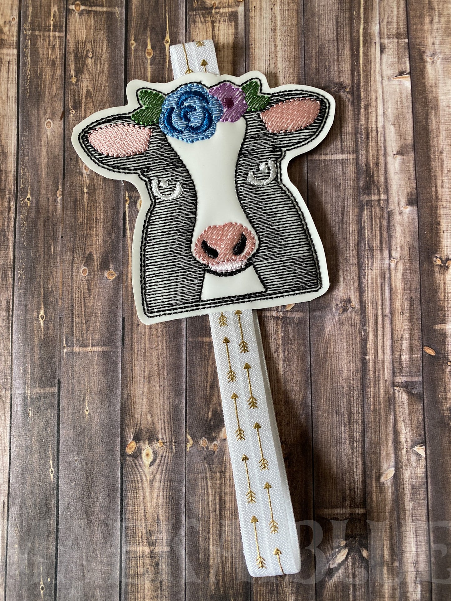 Floral Cow Book Band - Embroidery Design, Digital File
