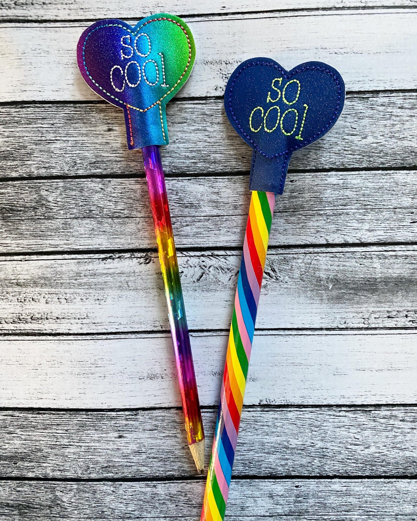 So Cool Heart Pencil Toppers 4x4 and 5x7 included- DIGITAL Embroidery DESIGN