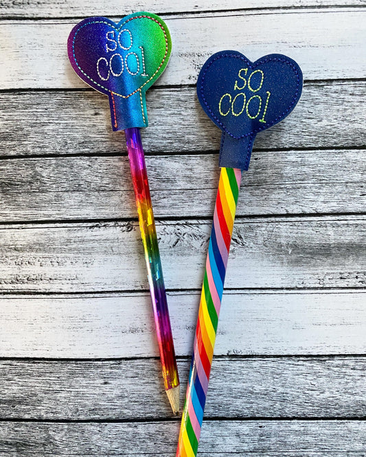 So Cool Heart Pencil Toppers 4x4 and 5x7 included- DIGITAL Embroidery DESIGN