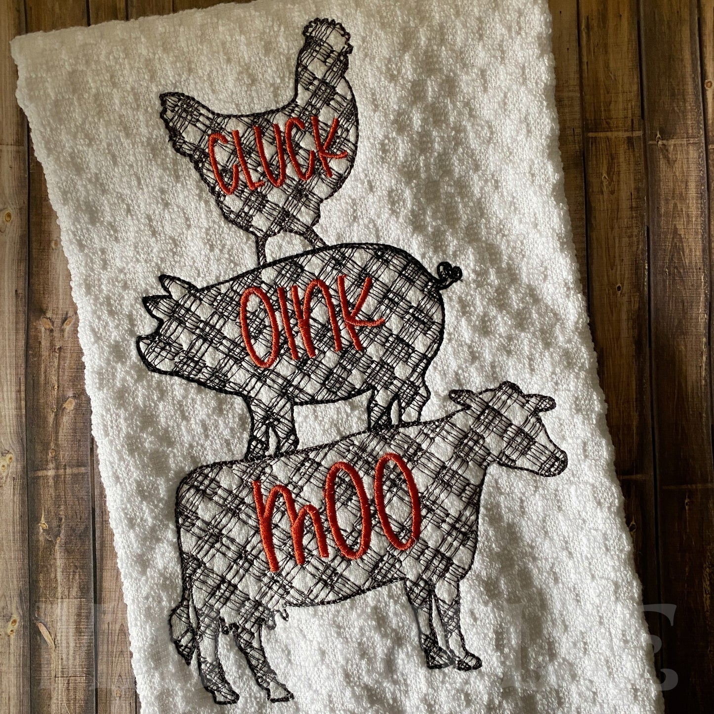 Cluck Oink Moo - 3 sizes- Digital Embroidery Design