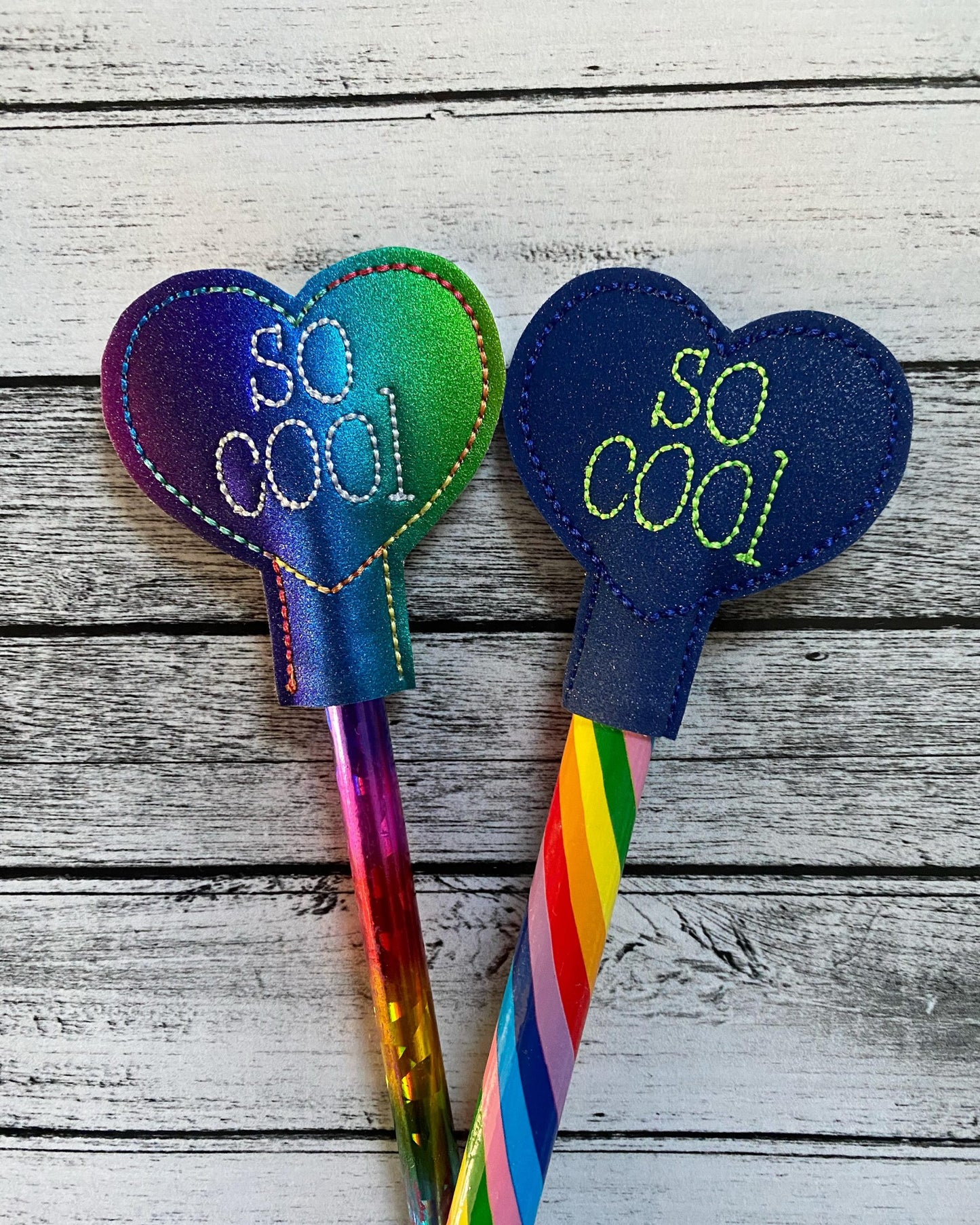 So Cool Heart Pencil Toppers 4x4 and 5x7 included- DIGITAL Embroidery DESIGN