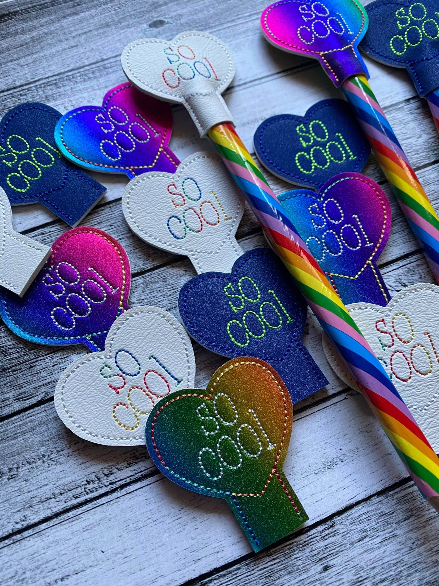 So Cool Heart Pencil Toppers 4x4 and 5x7 included- DIGITAL Embroidery DESIGN