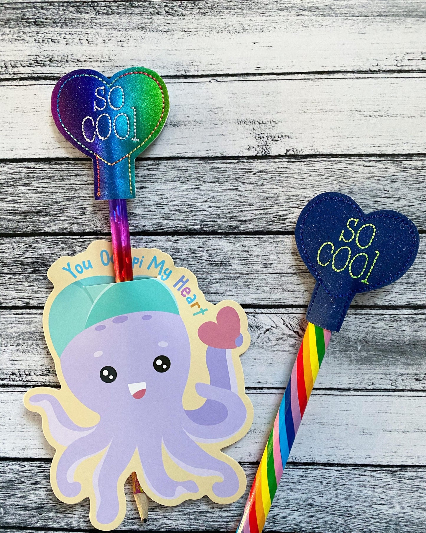 So Cool Heart Pencil Toppers 4x4 and 5x7 included- DIGITAL Embroidery DESIGN
