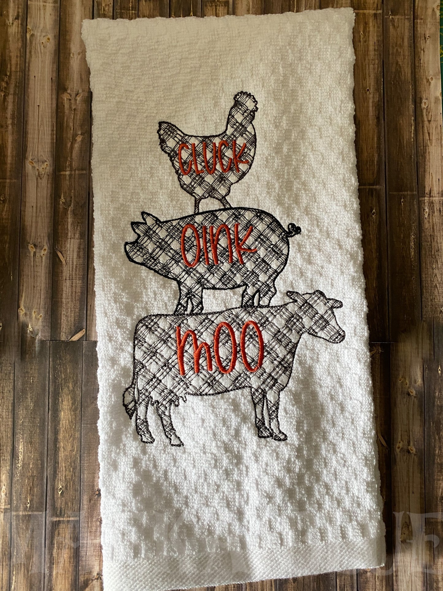 Cluck Oink Moo - 3 sizes- Digital Embroidery Design