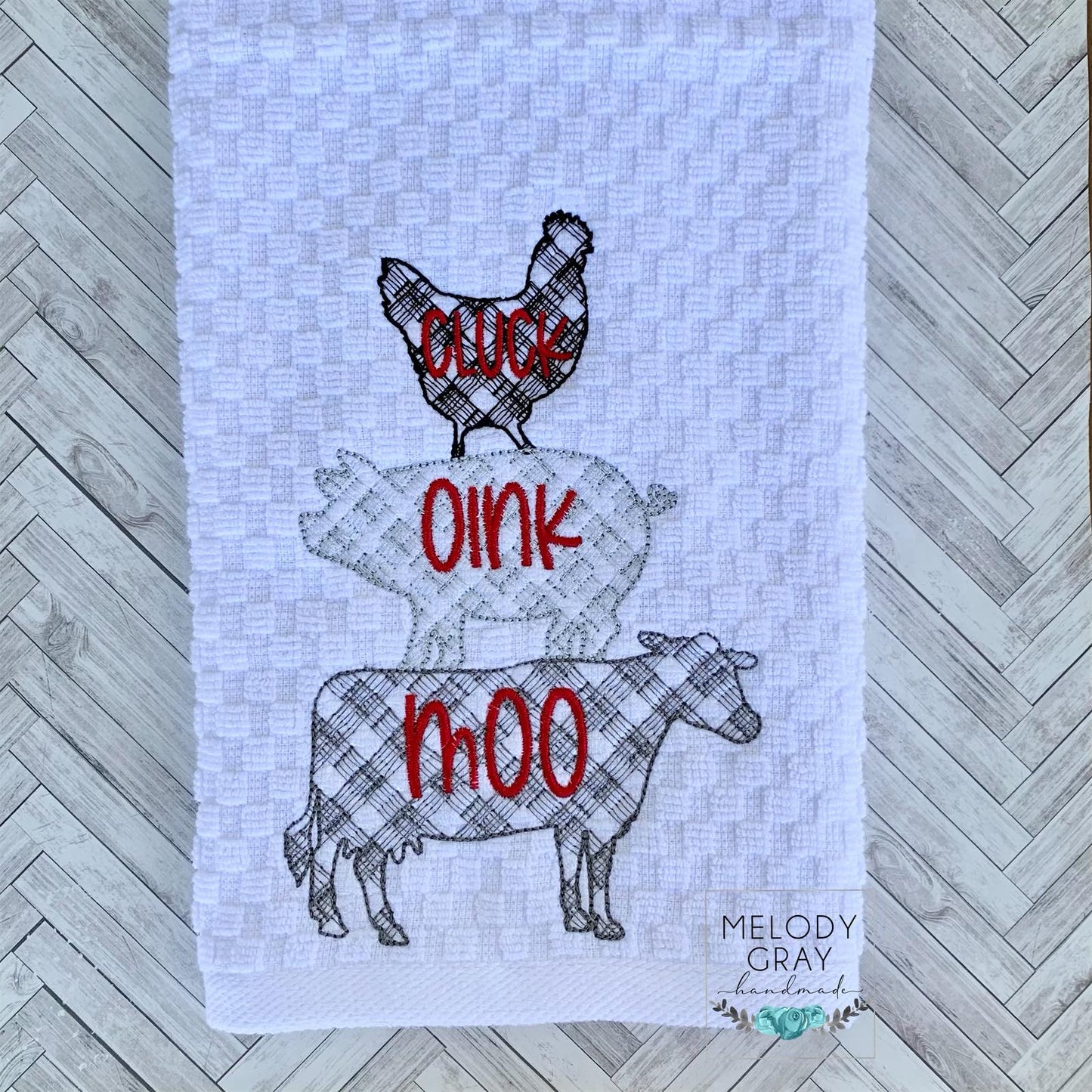 Cluck Oink Moo - 3 sizes- Digital Embroidery Design