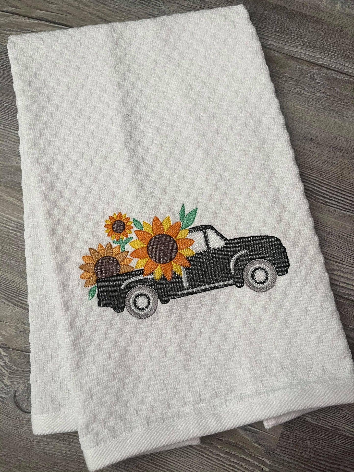 Sketch Sunflower Truck - 3 sizes- Digital Embroidery Design