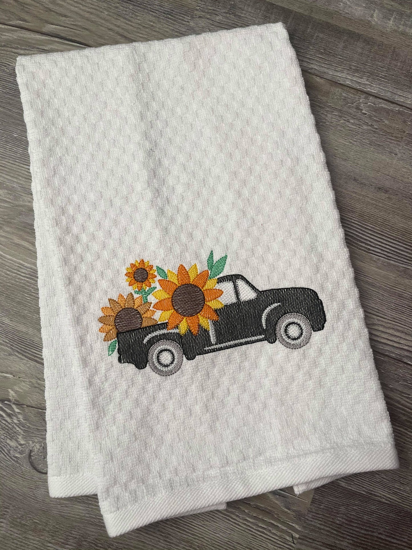 Sketch Sunflower Truck - 3 sizes- Digital Embroidery Design
