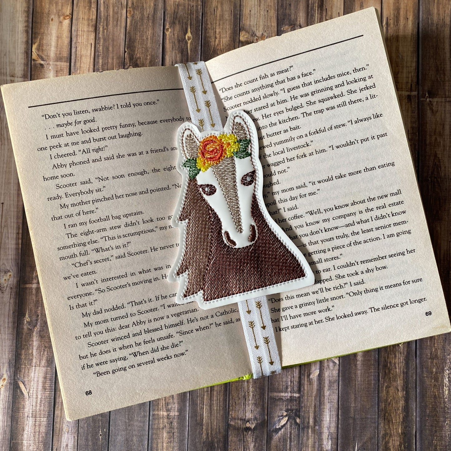 Floral Horse Book Band - Embroidery Design, Digital File