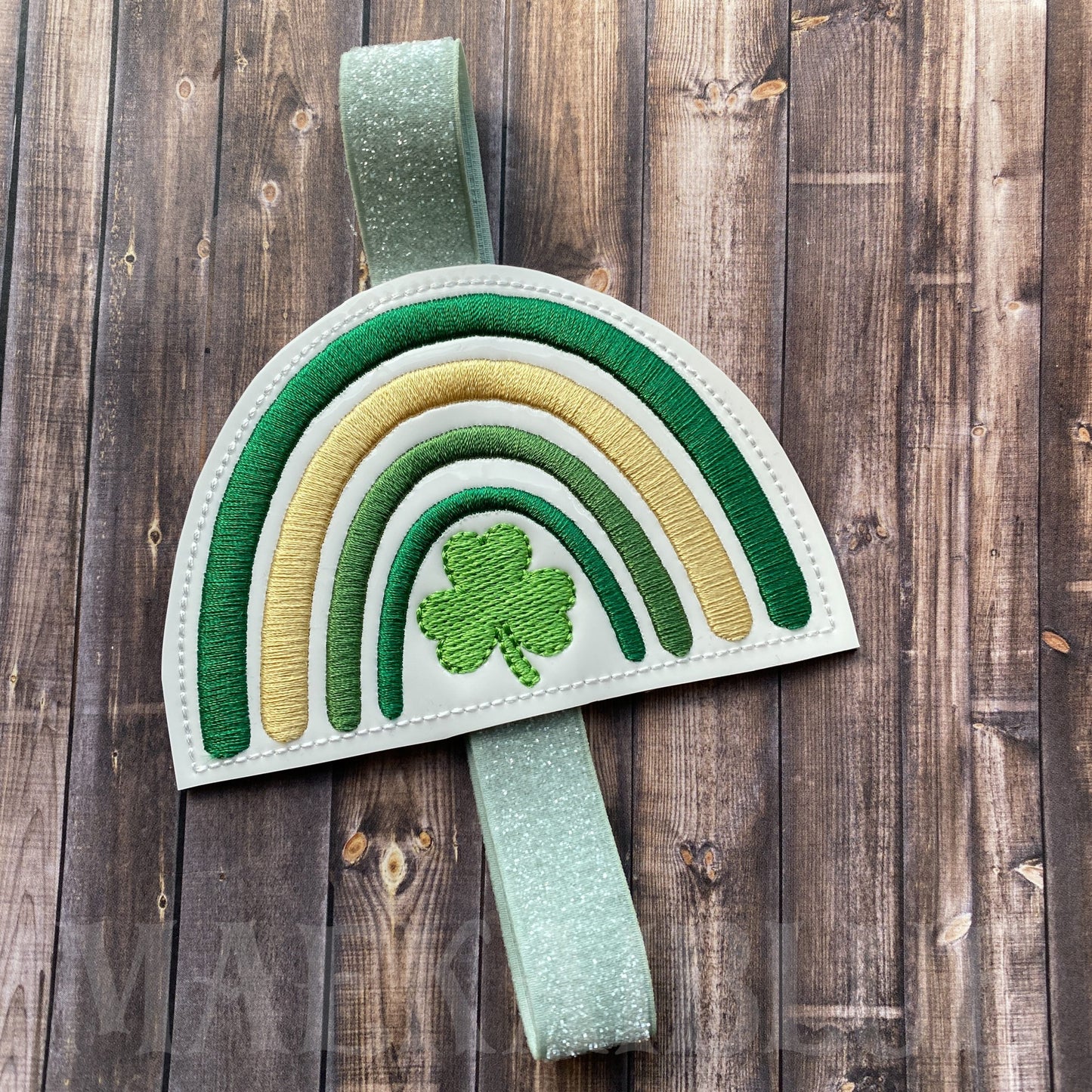 Boho Rainbow Shamrock Book Band - Embroidery Design, Digital File