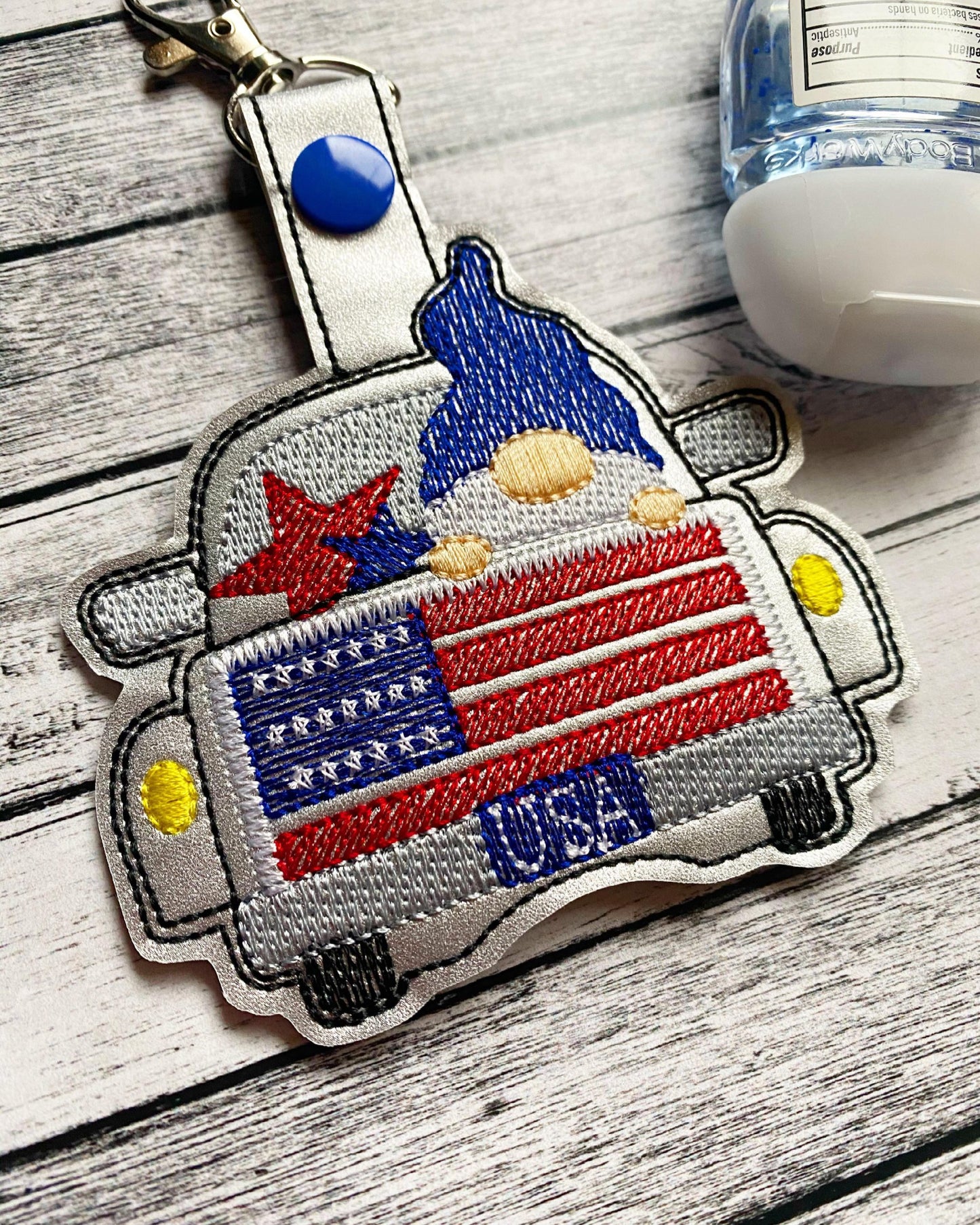 Gnome Truck USA Sanitizer Holder - DIGITAL Embroidery DESIGN