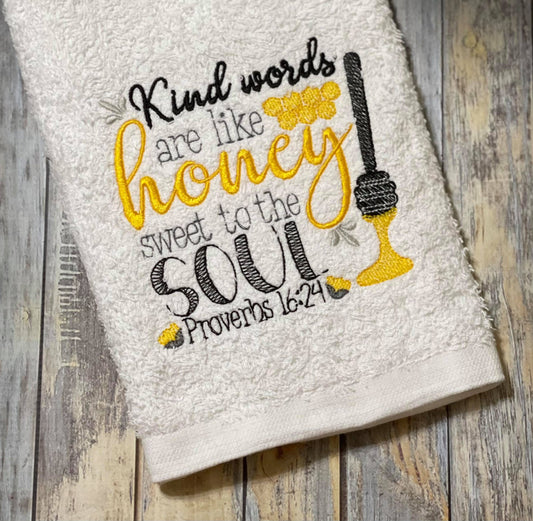 Kind Words are like Honey - 3 sizes- Digital Embroidery Design