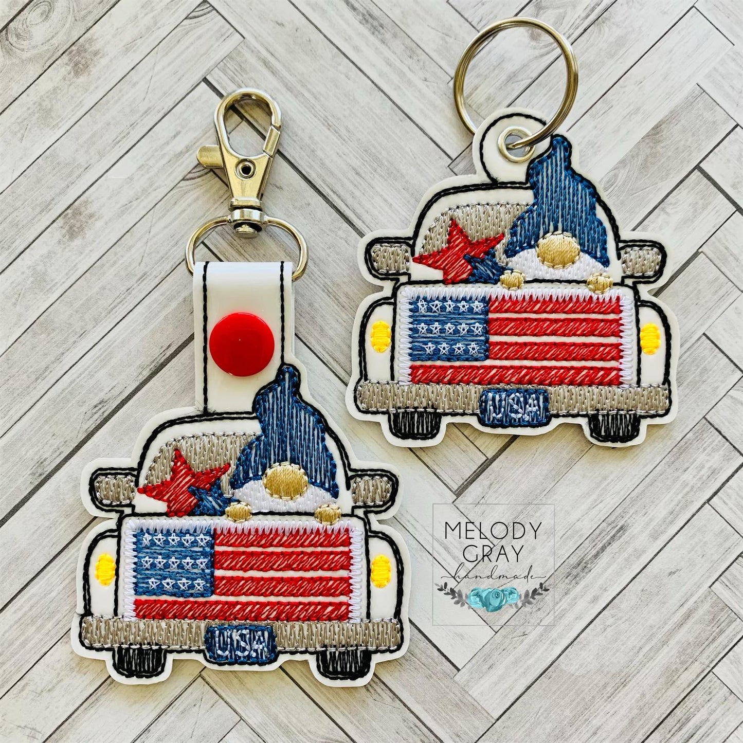 Gnome Truck USA Fobs - DIGITAL Embroidery DESIGN