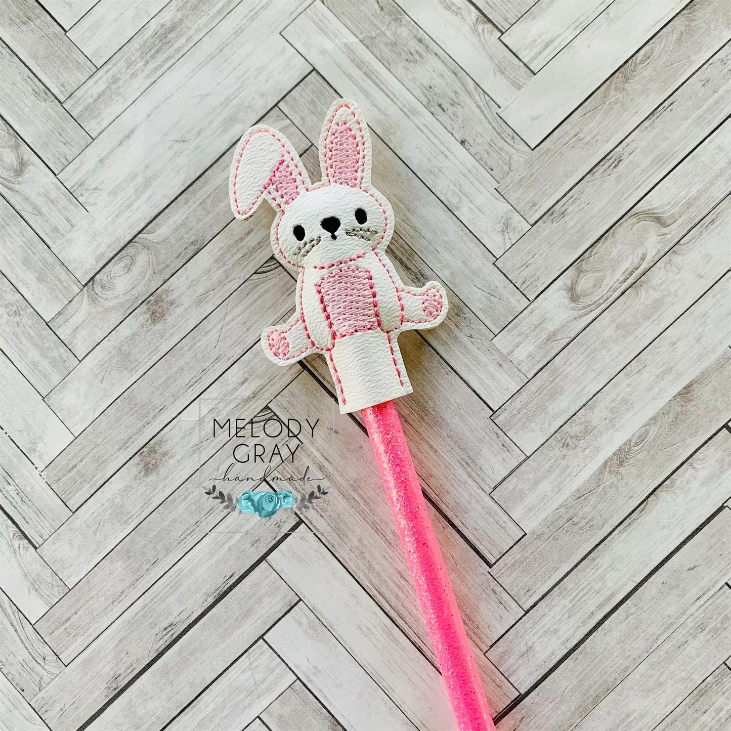 Sitting Bunny Pencil Toppers 4x4 and 5x7 included- DIGITAL Embroidery DESIGN