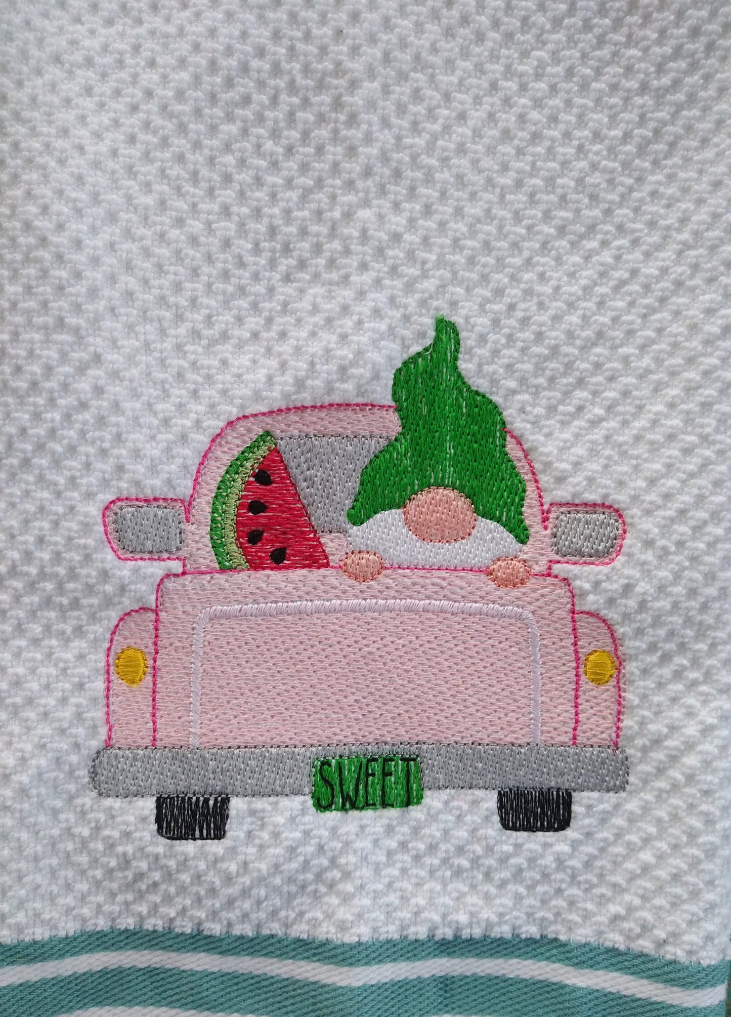 Gnome Watermelon Truck Sketch - 2 sizes- Digital Embroidery Design