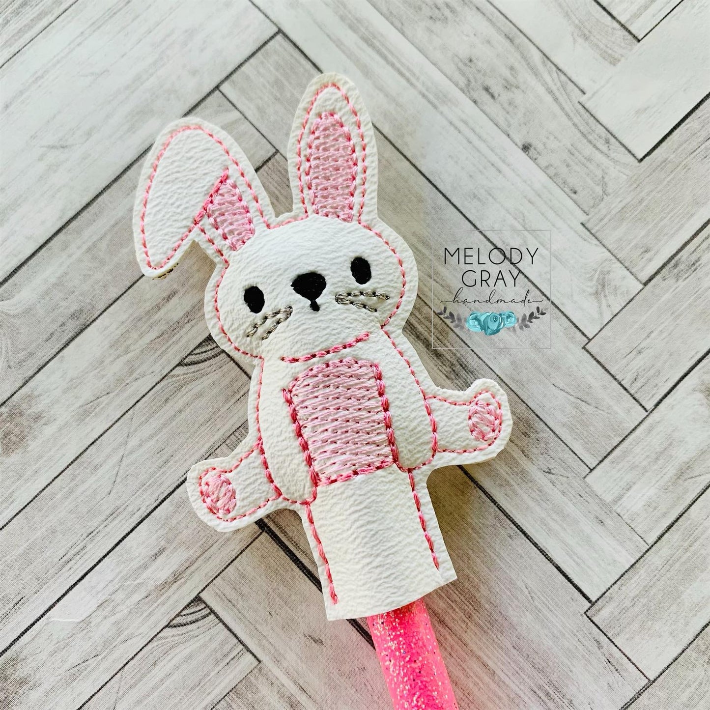 Sitting Bunny Pencil Toppers 4x4 and 5x7 included- DIGITAL Embroidery DESIGN