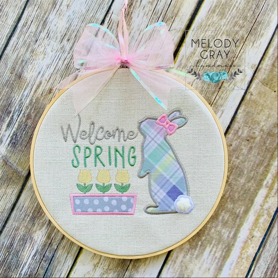 Welcome Spring Applique - 3 sizes- Digital Embroidery Design – Henley ...