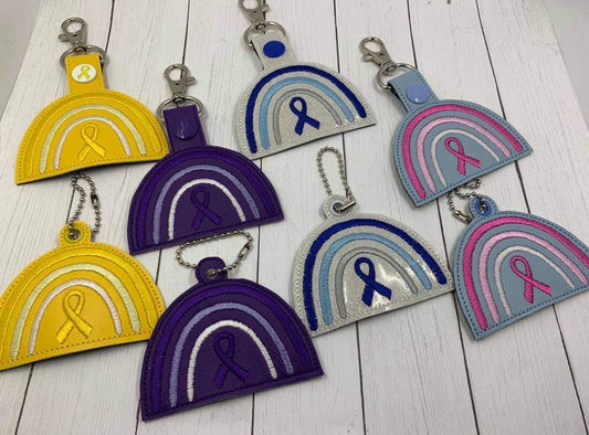 Boho Rainbow Awareness Ribbon Fobs - DIGITAL Embroidery DESIGN