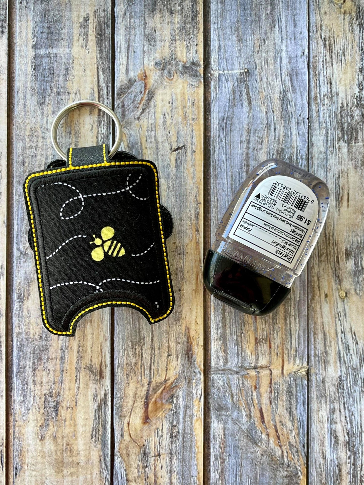 Bee Applique Fold Over Sanitizer Holder 5x7- DIGITAL Embroidery DESIGN