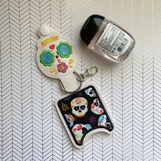 Sugar Skull Applique Fold Over Sanitizer Holder 5x7- DIGITAL Embroidery DESIGN