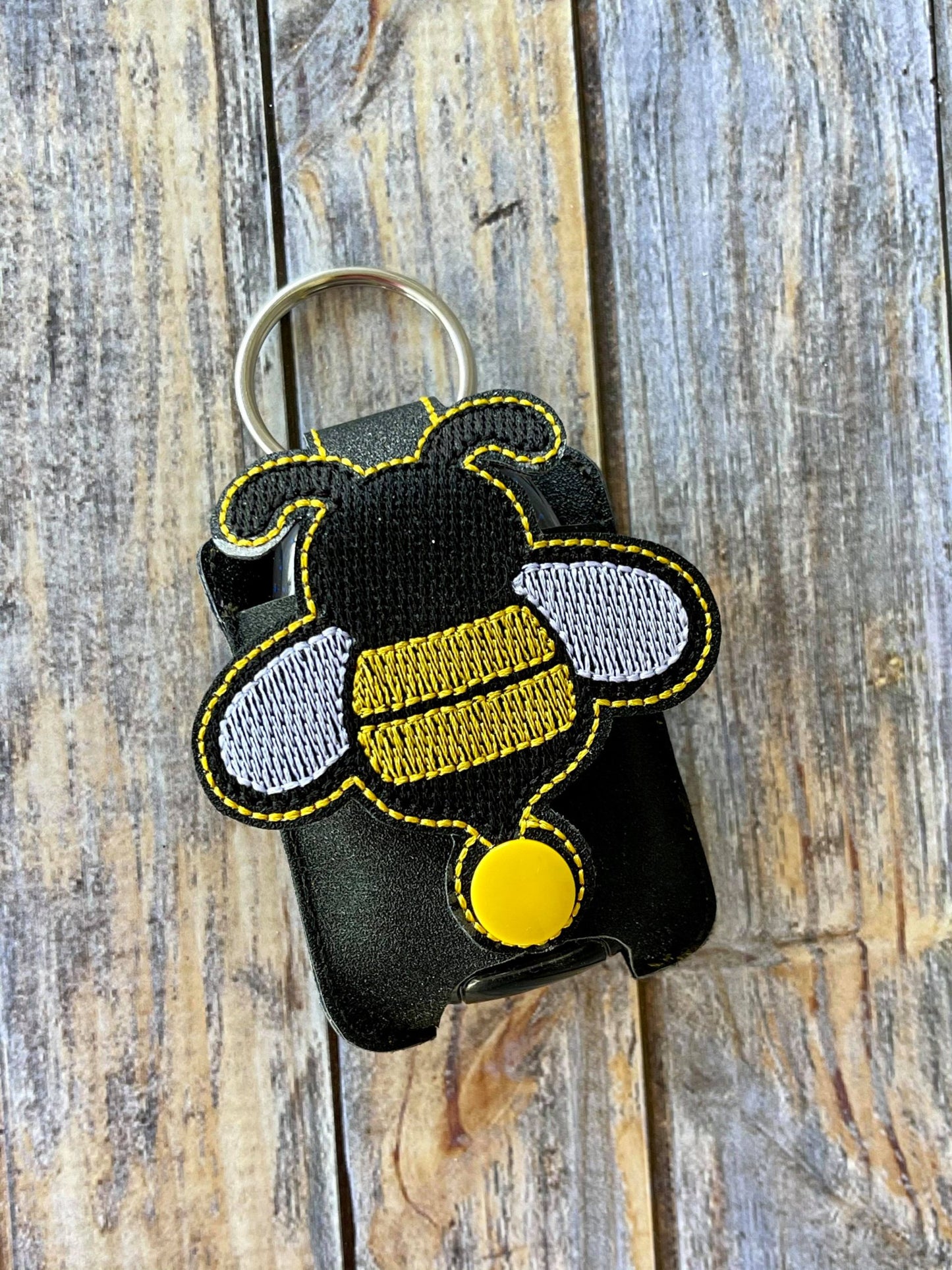 Bee Applique Fold Over Sanitizer Holder 5x7- DIGITAL Embroidery DESIGN