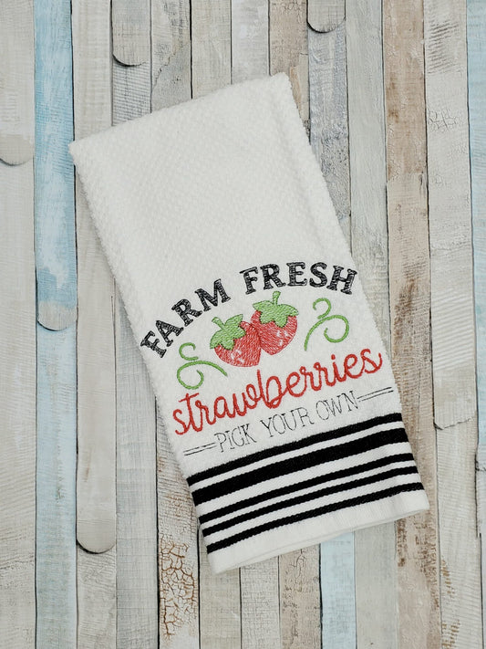 Farm Fresh Strawberries - 4 sizes- Digital Embroidery Design