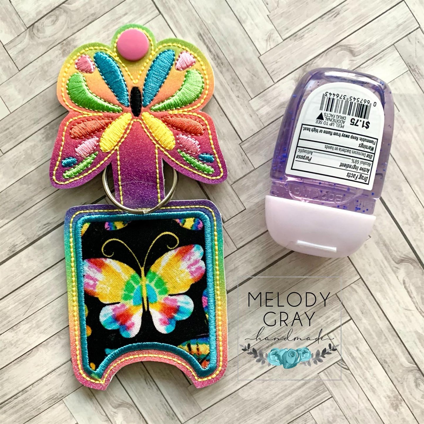 Butterfly Applique Fold Over Sanitizer Holder 5x7- DIGITAL Embroidery DESIGN